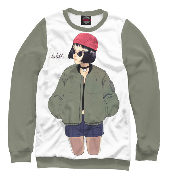 Мужской свитшот с изображением Леон цвета Белый