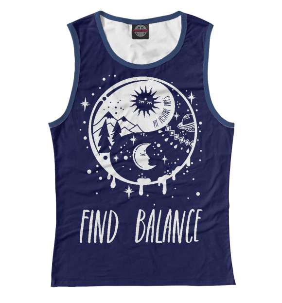 Майка для девочки с изображением Find balance цвета Белый