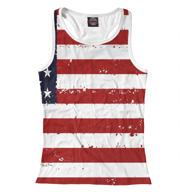 Женская майка-борцовка с притом Америка цвета Белый Женская майка-борцовка с изображением Америка цвета Белый