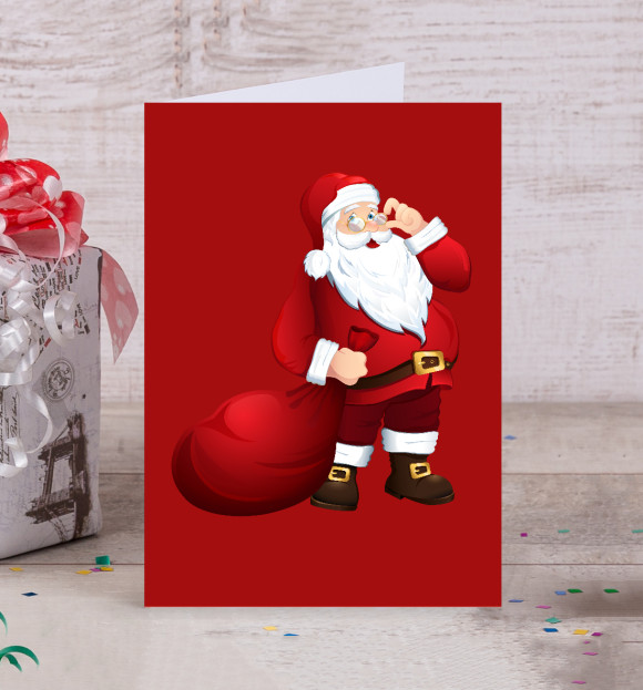 Открытка с изображением Дед Мороз цвета Белый