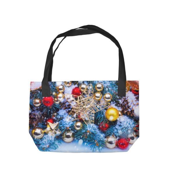 Пляжная сумка с изображением Новогодняя фантазия цвета 