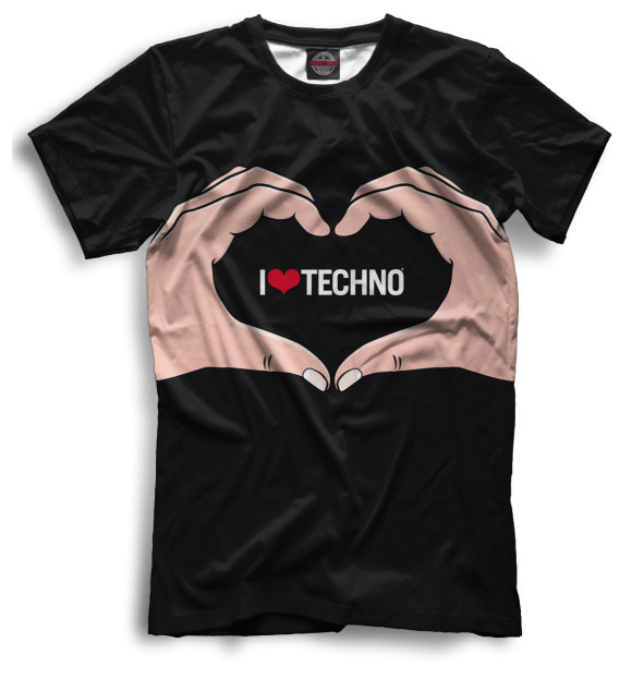 Мужская футболка с изображением Techno цвета Черный
