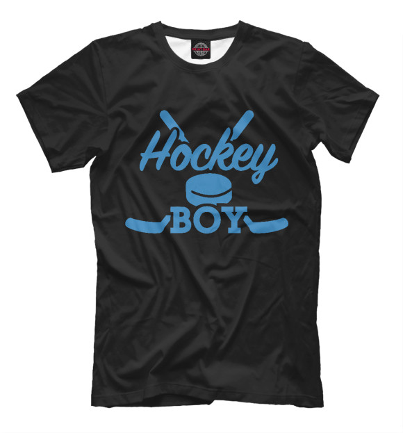 Мужская футболка с изображением Hockey Boy цвета Черный