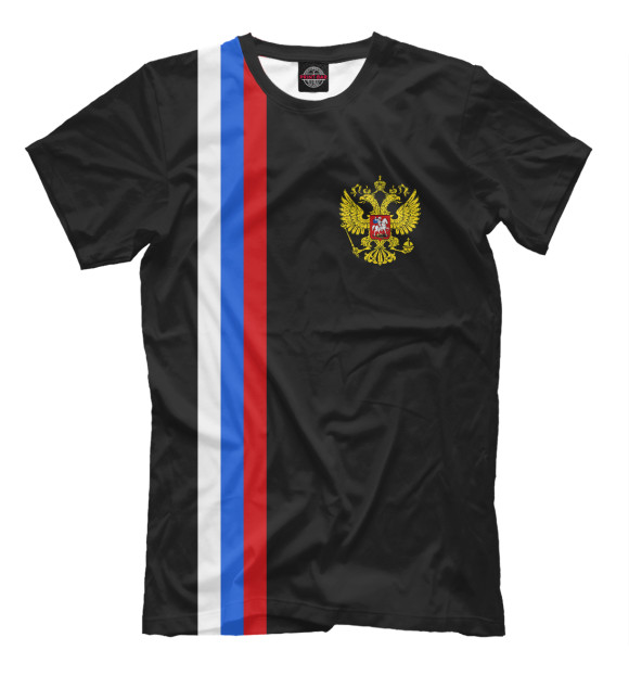 Футболка для мальчиков с изображением Флаг и герб России / Line Collection цвета Черный