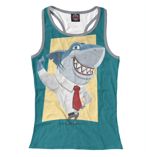 Женская майка-борцовка с изображением Деловая акула цвета Белый