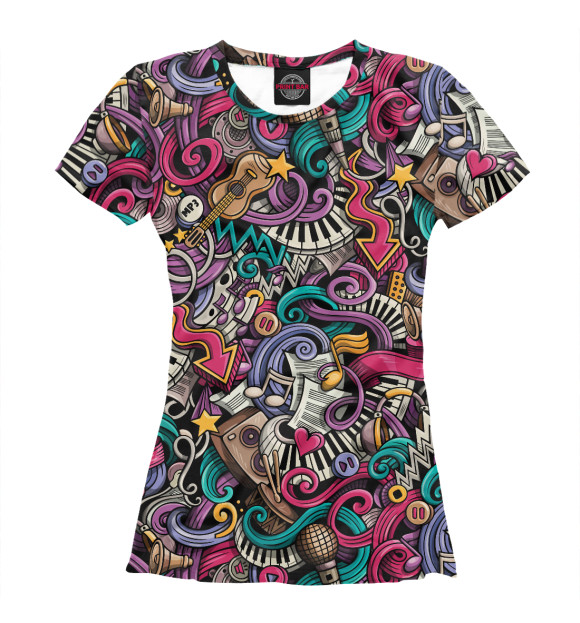 Женская футболка с изображением Музыка цвета Белый