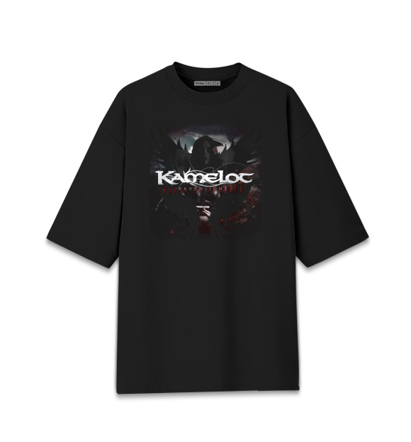 Женская футболка оверсайз с притом Kamelot цвета Черный Женская футболка оверсайз с изображением Kamelot цвета Черный