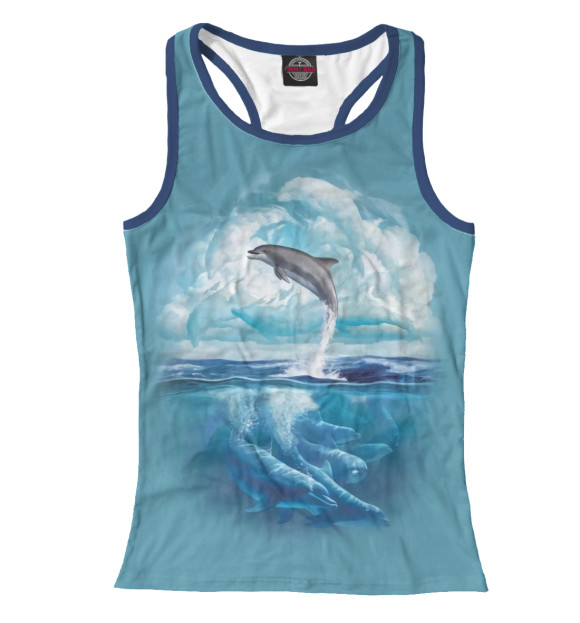 Женская майка-борцовка с изображением Дельфины цвета Белый