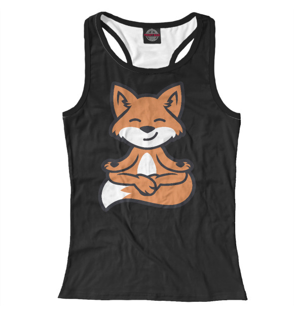 Женская майка-борцовка с изображением Лиса йог цвета Белый