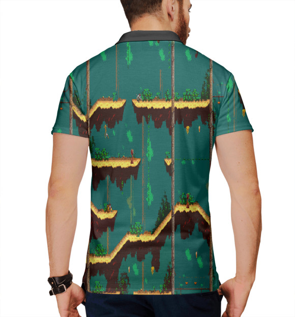 Мужское поло с изображением 8 bit цвета Белый