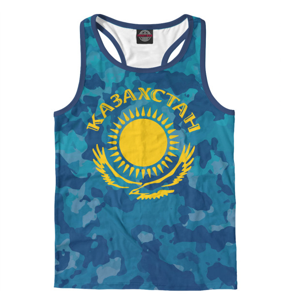 Мужская майка-борцовка с изображением Казахстан цвета Р‘РµР»С‹Р№