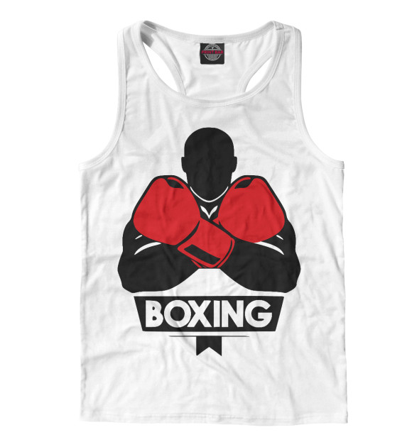 Мужская майка-борцовка с изображением Бокс цвета Белый