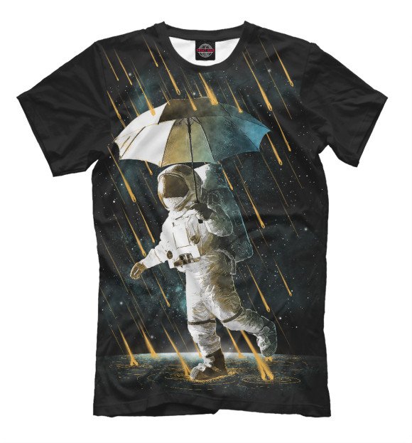 Мужская футболка с изображением Космический дождь цвета Черный