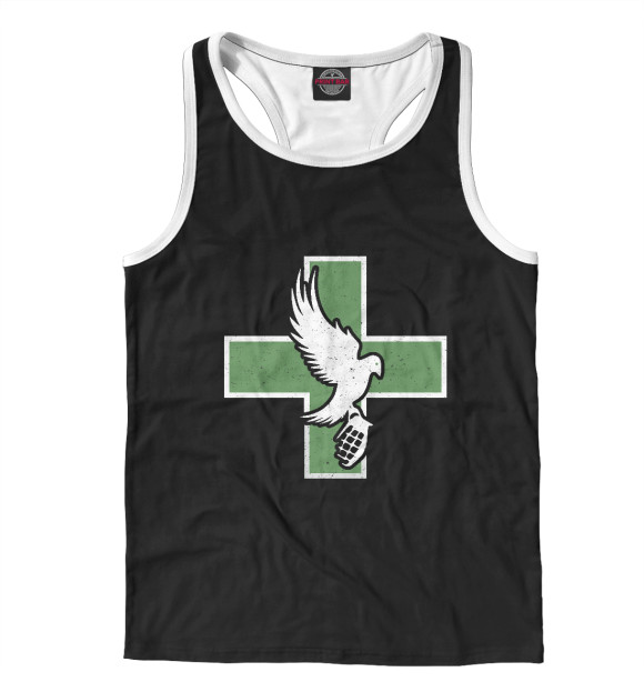 Мужская майка-борцовка с изображением Hollywood Undead Dove and Grenade цвета Белый