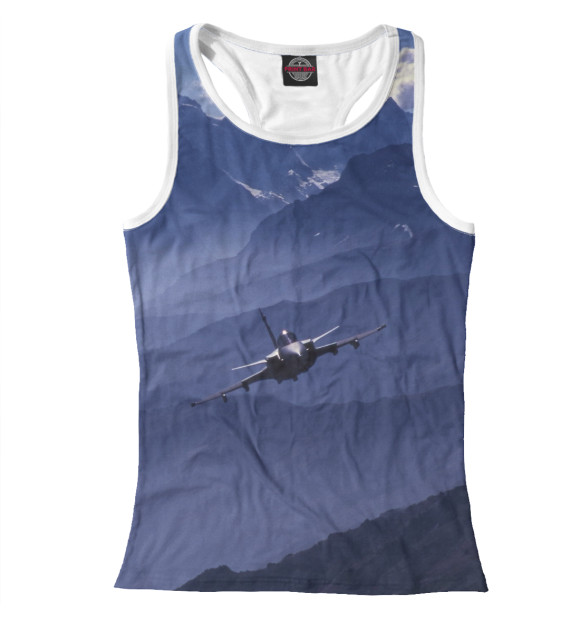 Женская майка-борцовка с изображением Истребитель цвета Белый