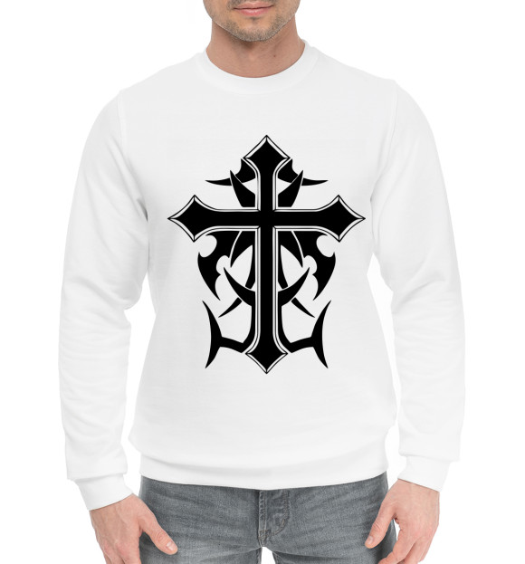 Мужской хлопковый свитшот с изображением Тату цвета Белый