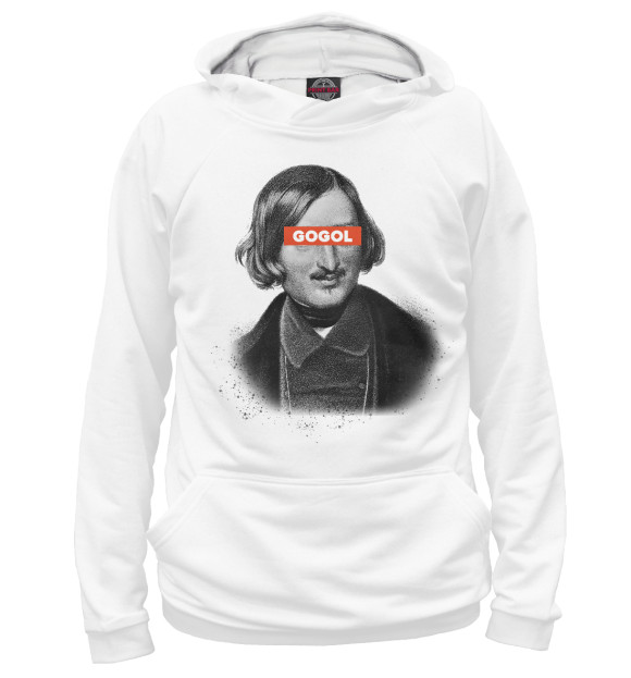 Мужское худи с изображением Gogol Face цвета Белый