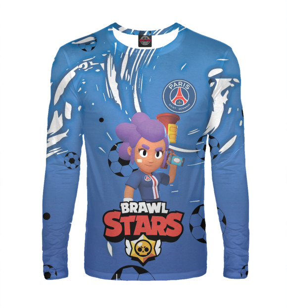 Мужской лонгслив с притом Brawl Stars цвета Белый Мужской лонгслив с изображением Brawl Stars цвета Белый