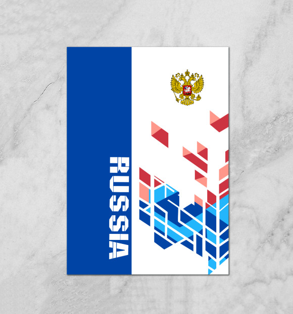 Плакат с изображением Россия цвета Белый
