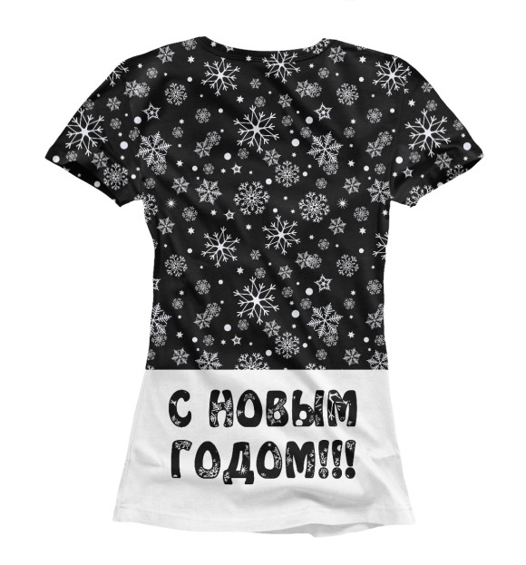 Женская футболка с изображением С Новым Годом!!! цвета Белый