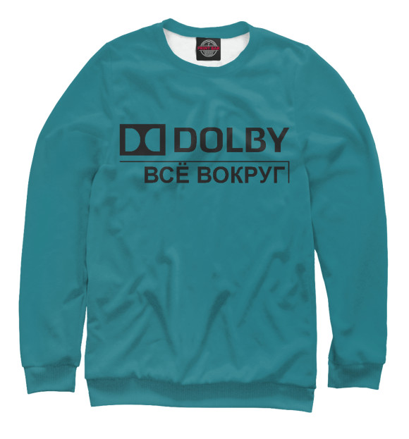 Свитшот для девочек с изображением DOLBY цвета Белый