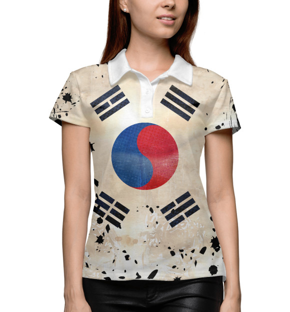 Женское поло с изображением Корея цвета Белый