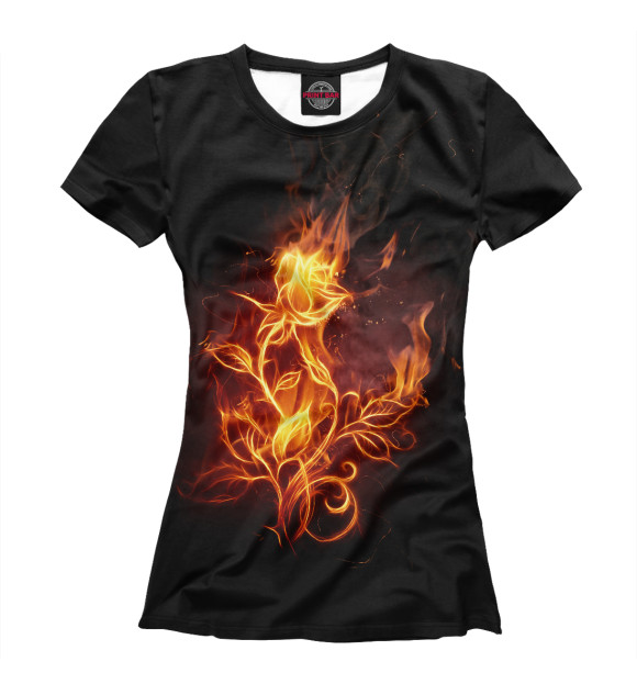 Женская футболка с изображением Fire flower цвета Белый