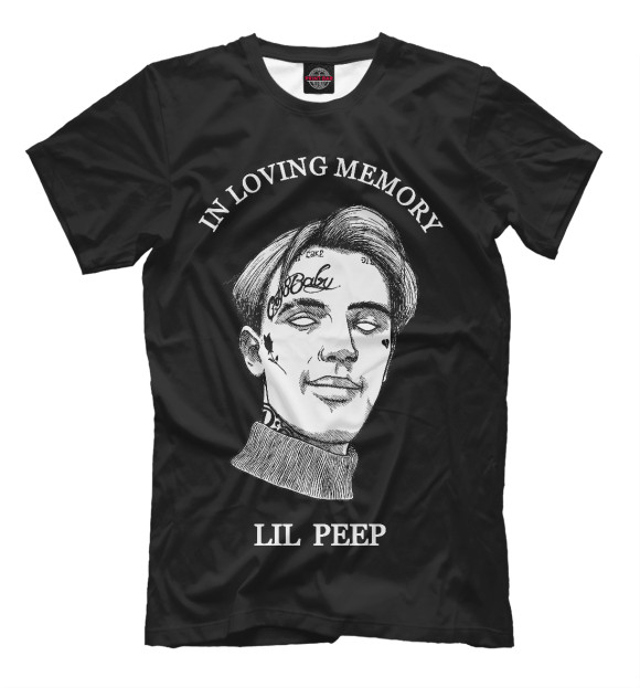 Мужская футболка с изображением Lil Peep / In Loving Memory цвета Черный