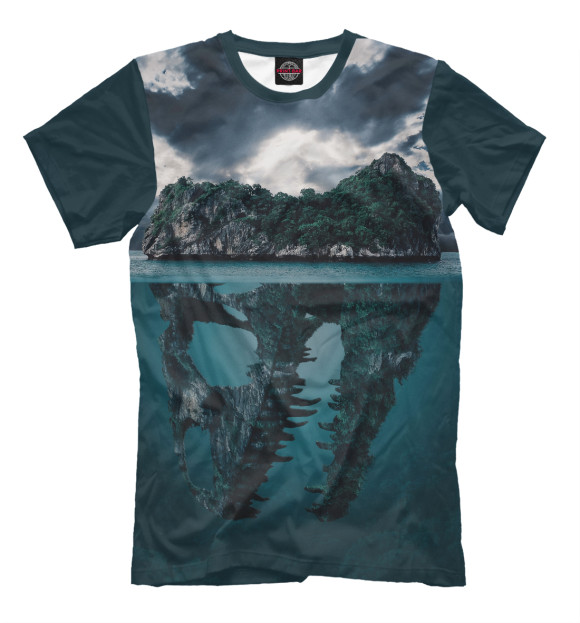 Мужская футболка с изображением Два мира цвета Темно-зеленый