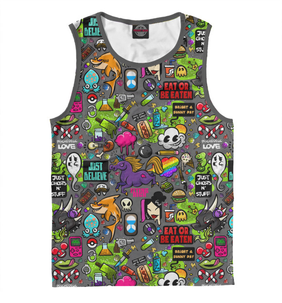 Мужская майка с изображением Стикербомб цвета Белый