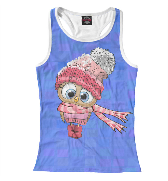 Женская майка-борцовка с изображением Совушка цвета Белый