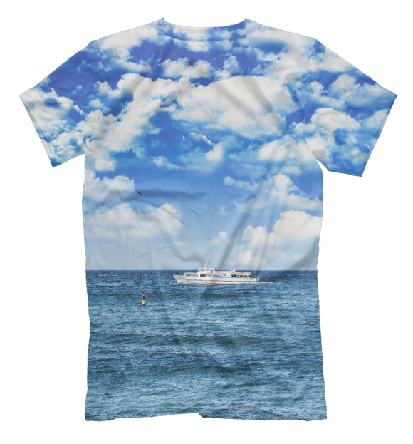 Футболка для мальчиков с изображением Прогулочный кораблик вблизи Ялты цвета Белый