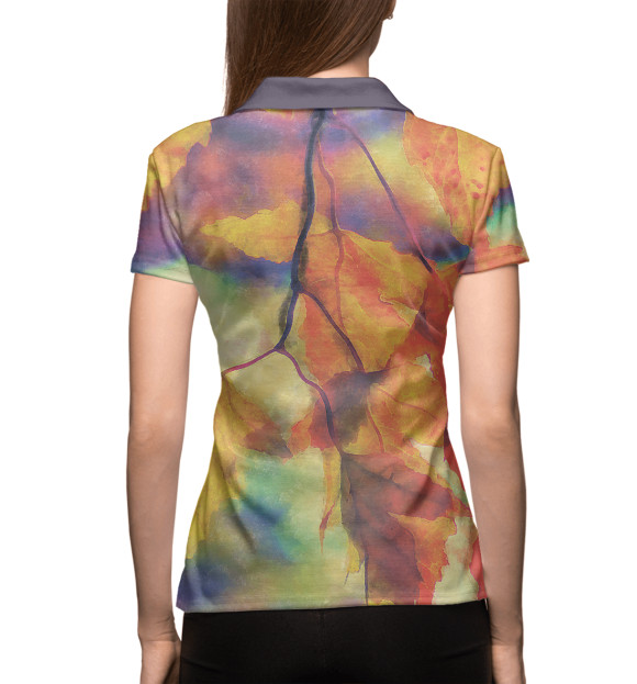 Женское поло с изображением Осень в стиле Густава Климта цвета Белый