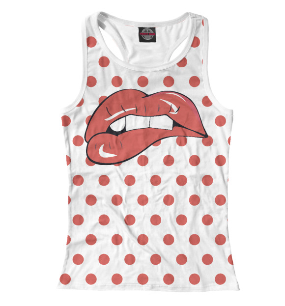 Женская майка-борцовка с изображением Губы поп-арт цвета Белый