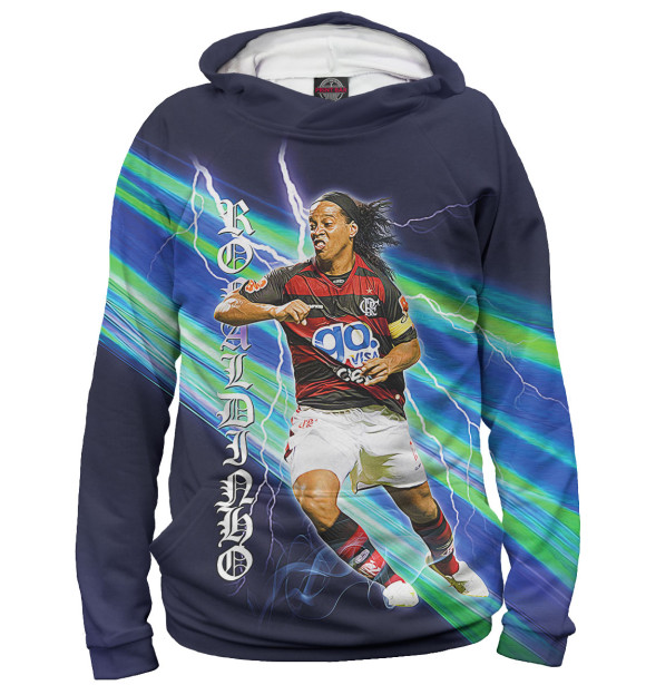 Мужское худи с изображением Ronaldinho цвета Белый