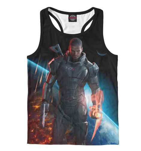 

Майки борцовки Print Bar, Белый, Mass Effect — Шепард