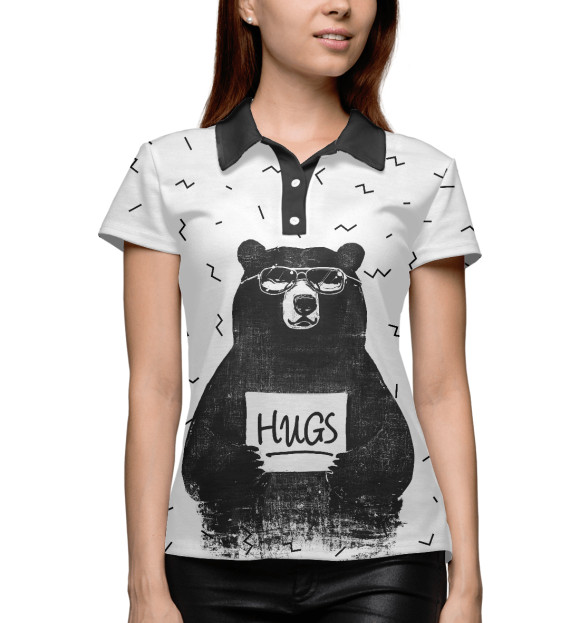 Женское поло с изображением Bear Hugs цвета Белый