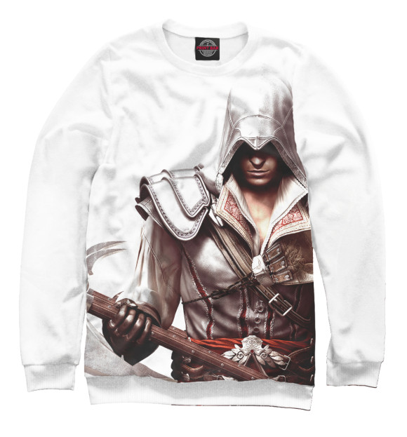 Мужской свитшот с изображением Assassin's Creed Ezio Collection цвета Белый