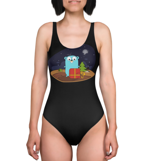 Купальник-боди с изображением Гофер с подарком цвета 