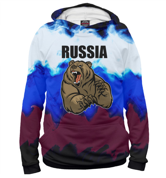 Женское худи с изображением Russia цвета Белый