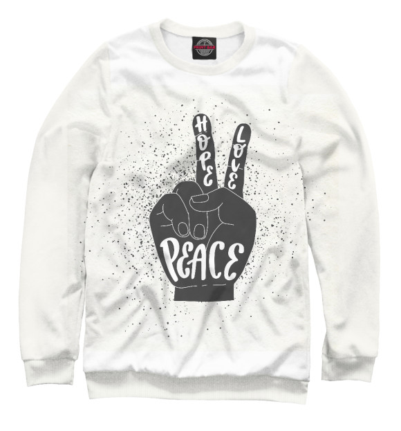 Мужской свитшот с изображением Peace цвета Белый