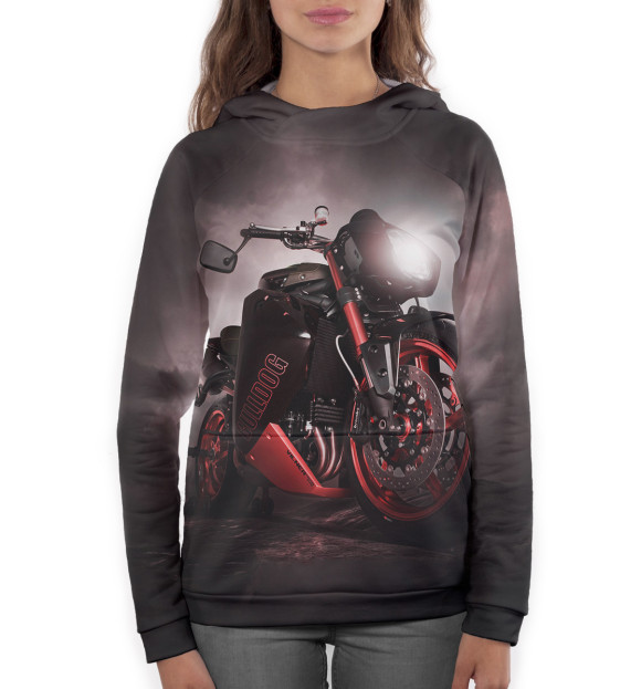 Женское худи с изображением Мотоцикл цвета Белый