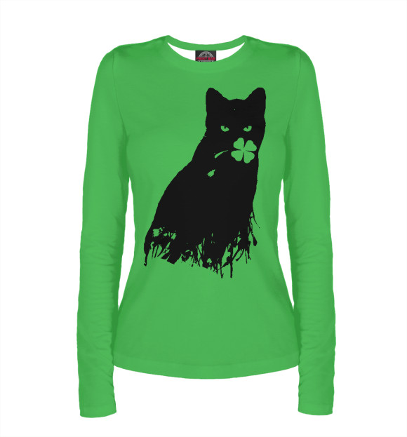 Женский лонгслив с изображением Ирландский котик цвета Белый