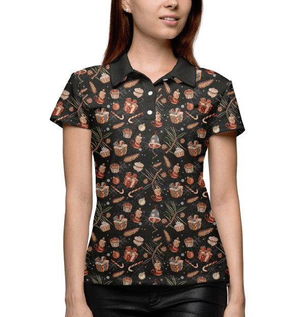 Женское поло с изображением Новый Год цвета Белый