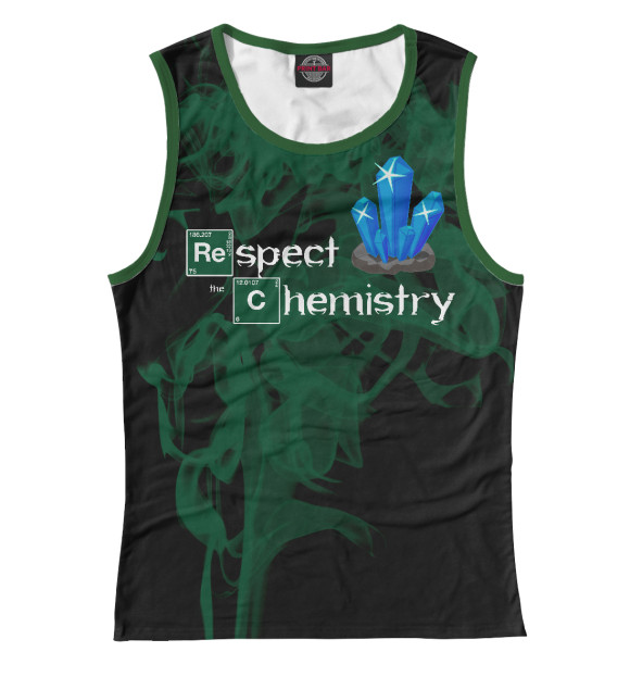 Майка для девочки с притом Respect the chemistry цвета Белый Майка для девочки с изображением Respect the chemistry цвета Белый
