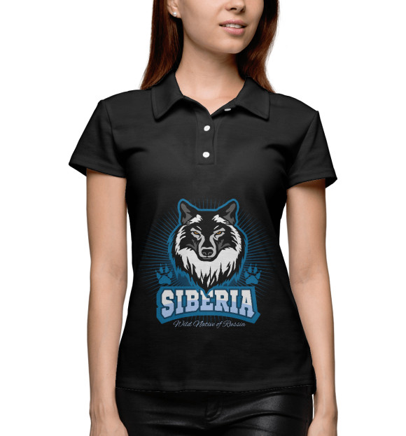 Женское поло с притом Siberia цвета Белый Женское поло с изображением Siberia цвета Белый
