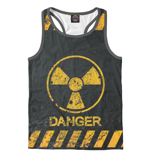 Мужская майка-борцовка с изображением Danger цвета Белый