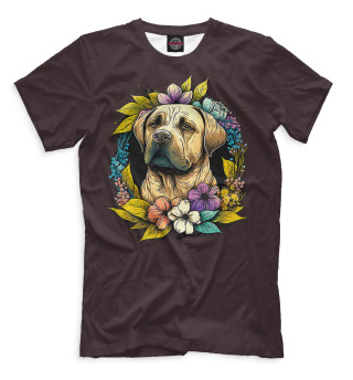 Мужская футболка Собака в венке
