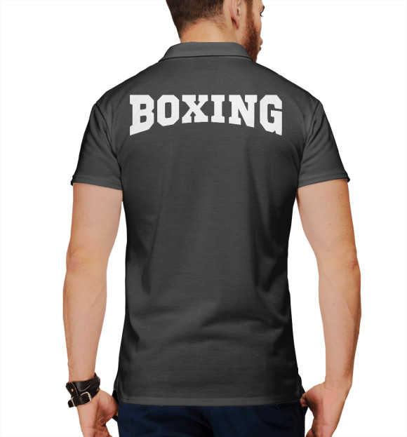 Мужское поло с изображением Boxing цвета Белый