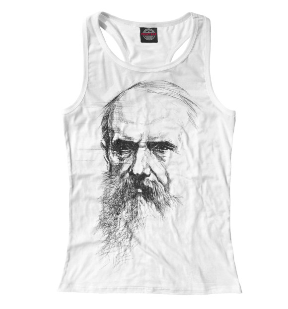 Женская майка-борцовка с изображением Ф.М. Достоевский цвета Белый